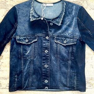 Zara mesh denim print top size S. New no tags.